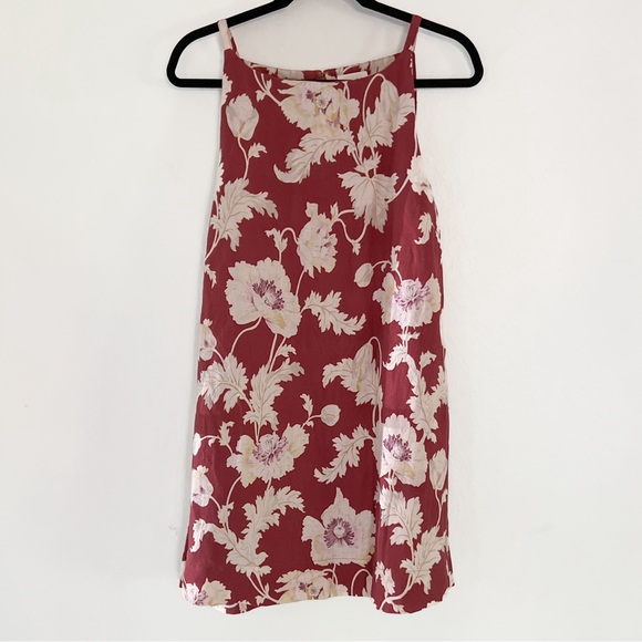 Posse Jordan Mini Dress in Red Mila Floral Linen - Sleeveless Boatneck - Small - Picture 3 of 7